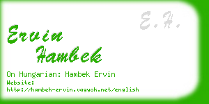 ervin hambek business card